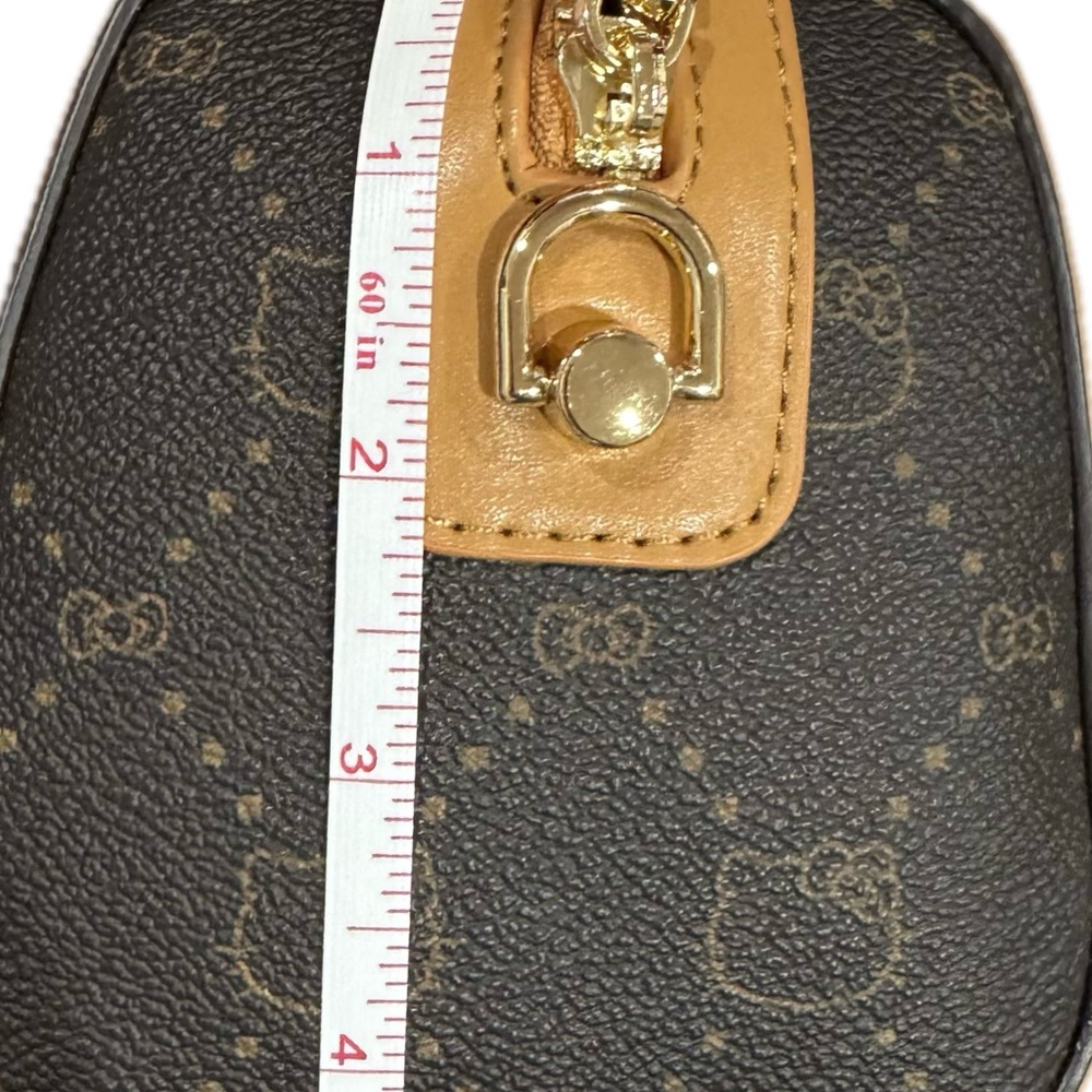 Hello Kitty Brown and Cream Designer Monogram Crossbody Handbag - Picture 11 of 13